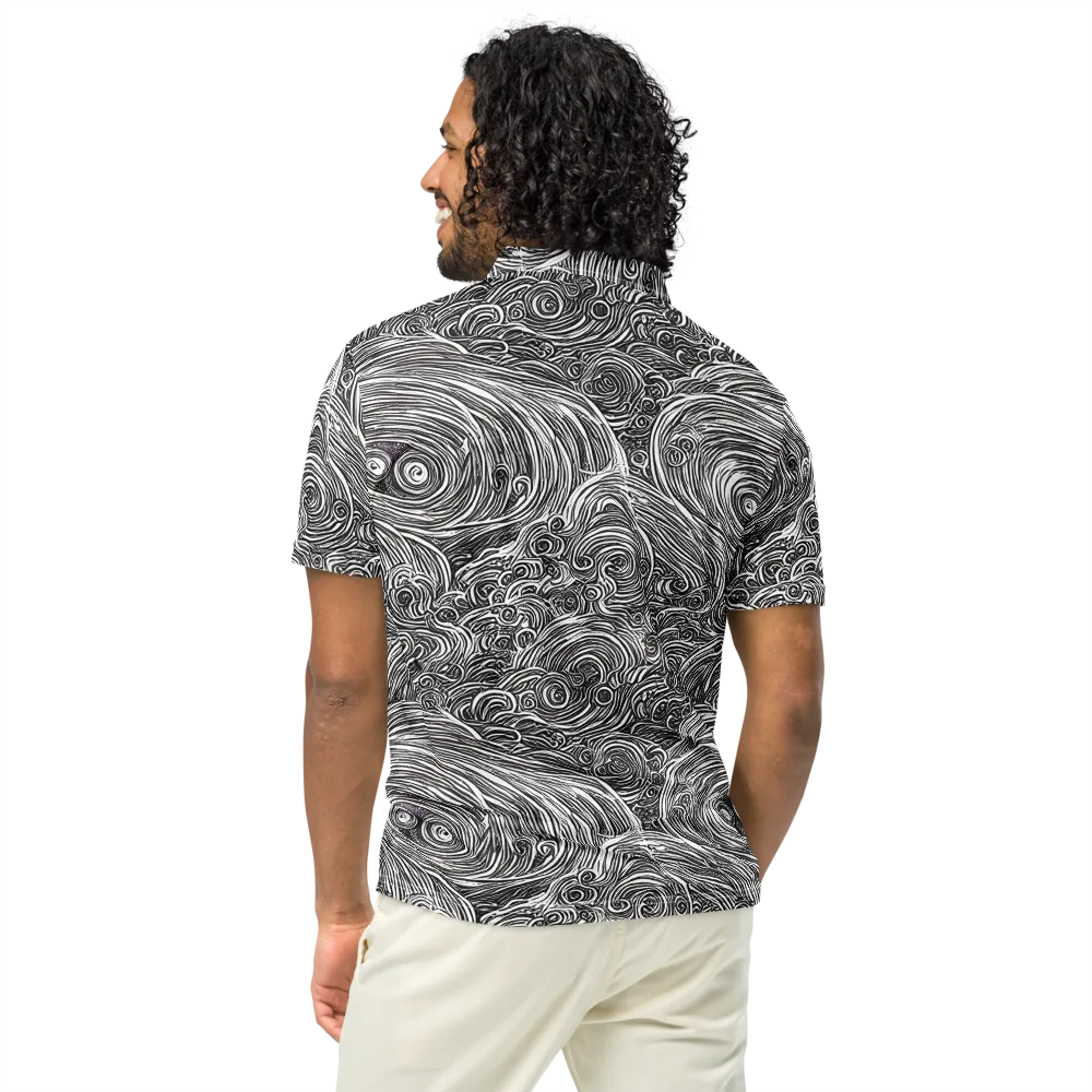 Ink Tide on Men's Slim Fit Polo Shirt — Back