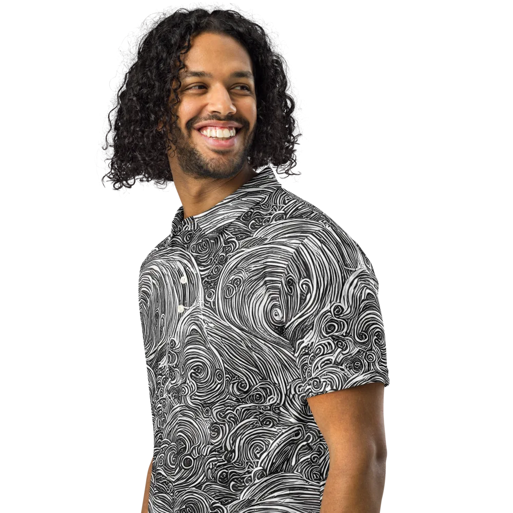 Ink Tide on Men's Slim Fit Polo Shirt — Left Front
