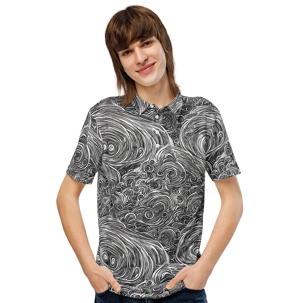 Ink Tide on Men's Slim Fit Polo Shirt — Front