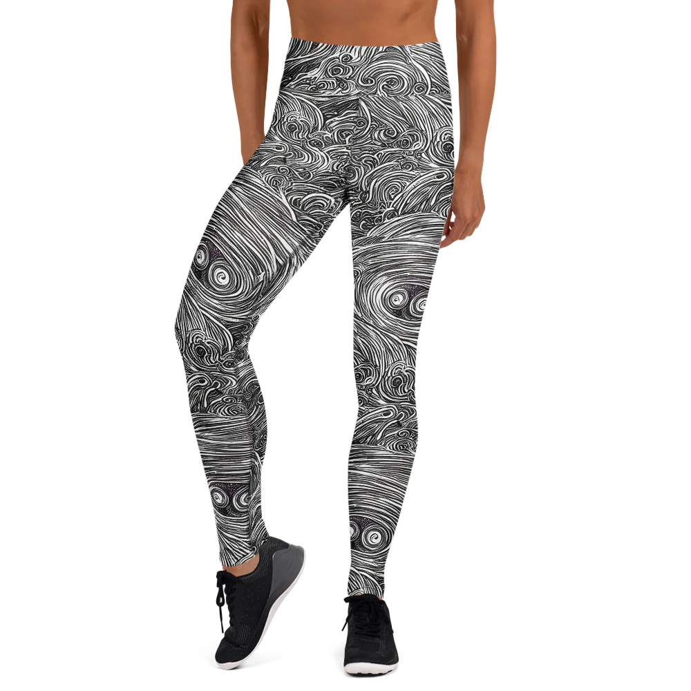 Ink Tide on Yoga Leggings — Front