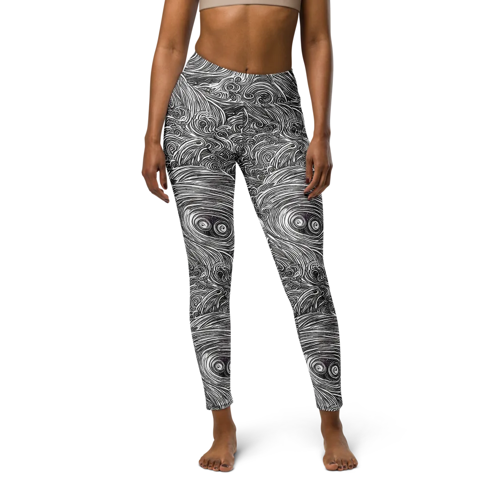 Ink Tide on Yoga Leggings — Front