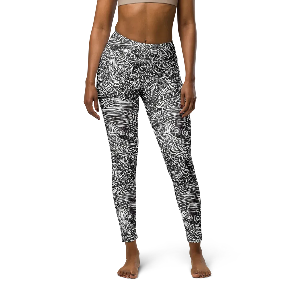 Ink Tide on Yoga Leggings — Front