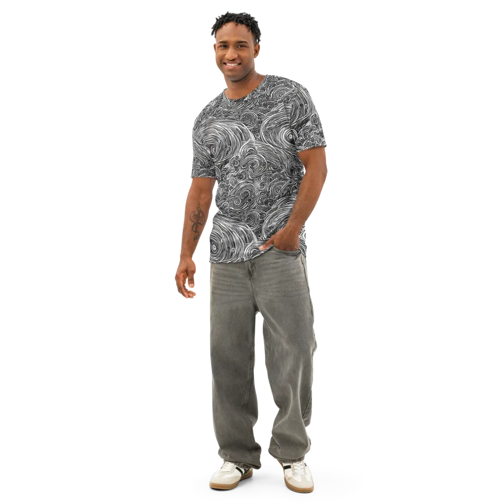 Ink Tide on Men's Cotton Crew Neck T-Shirt — Front