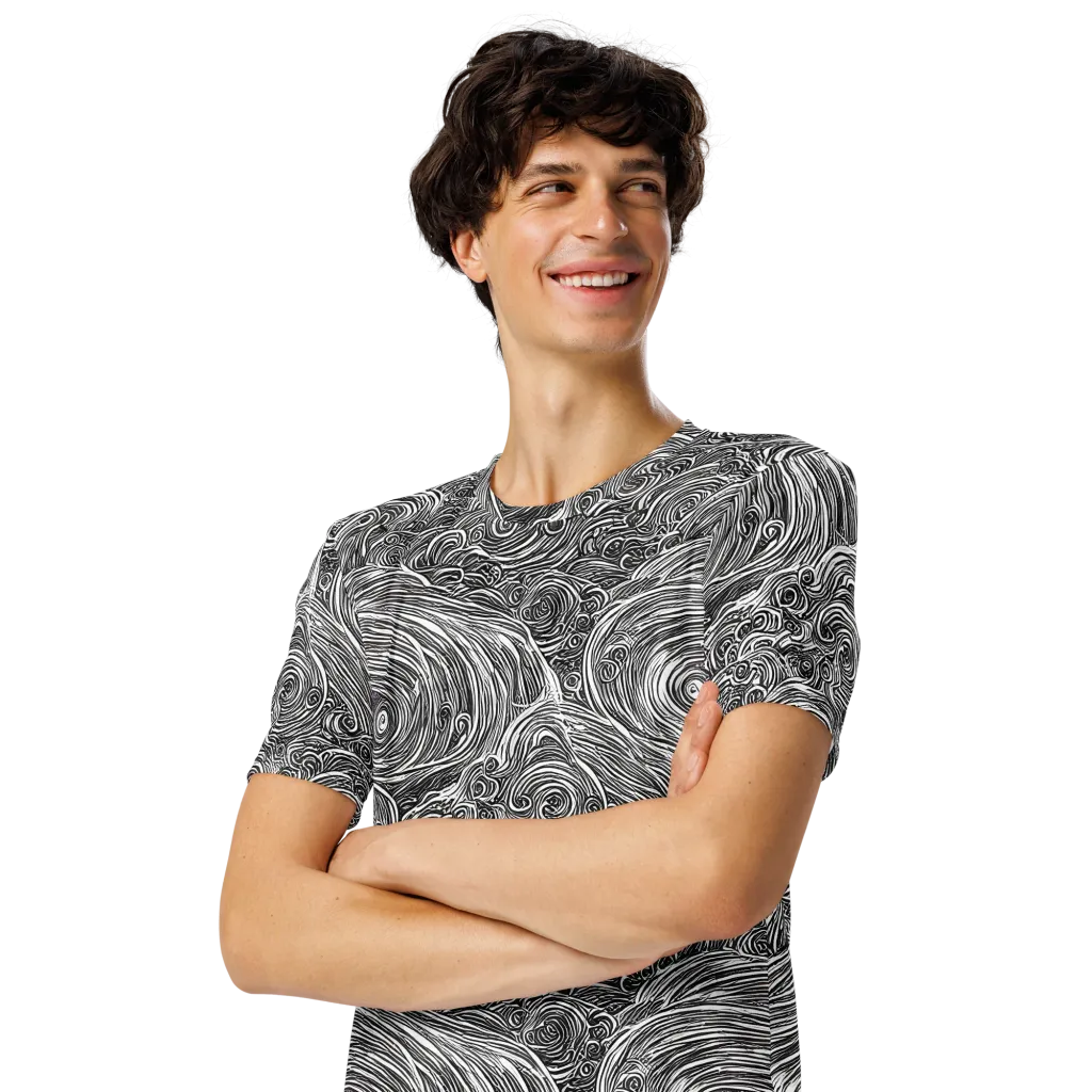 Ink Tide on Men's Crew Neck T-Shirt — Left Front