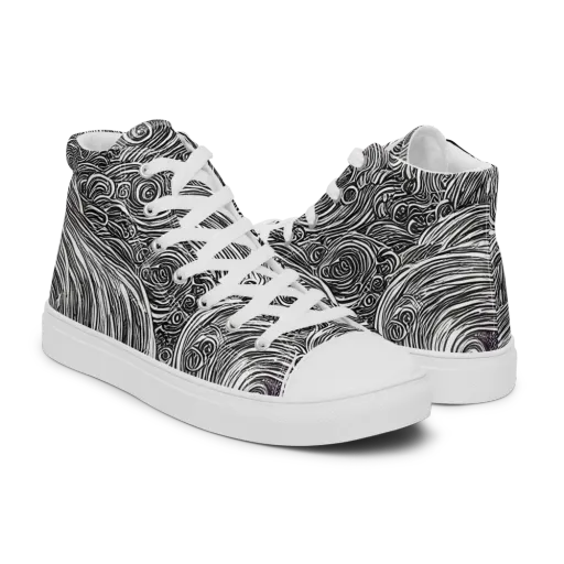 Ink Tide on a Men's High Top Canvas Shoes