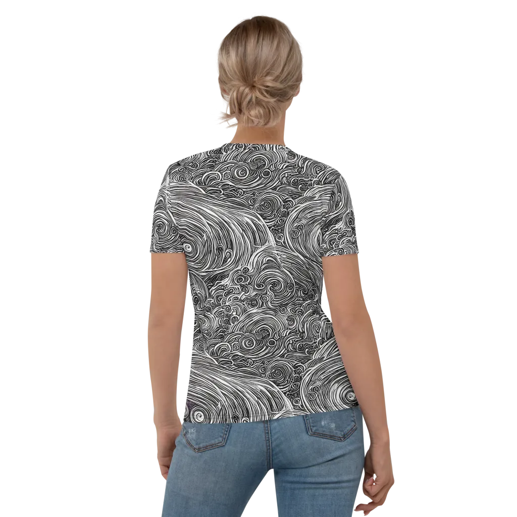 Ink Tide on Women's Crew Neck T-Shirt — Back