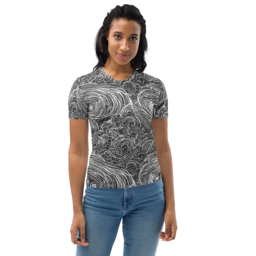 Ink Tide on a Women's Crew Neck T-Shirt