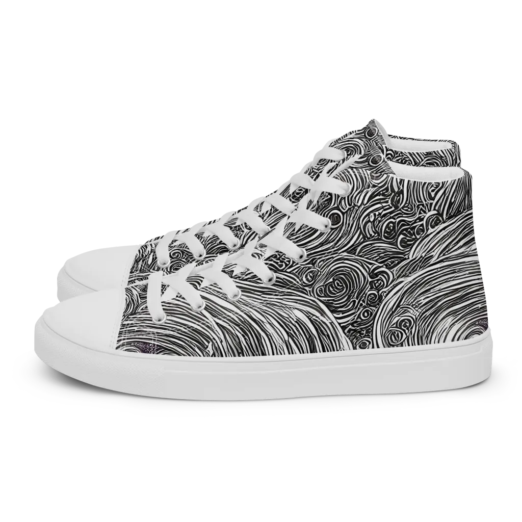 Ink Tide on Women's High Top Canvas Shoes — Left