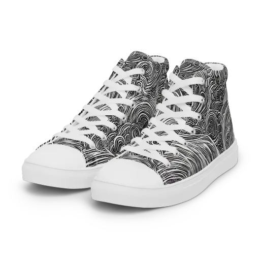 Ink Tide on a Women's High Top Canvas Shoes
