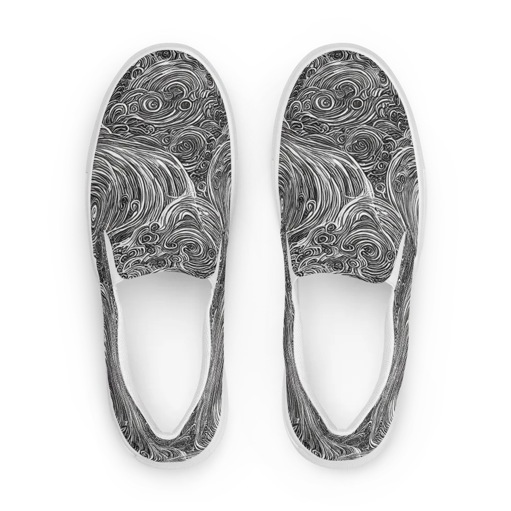Ink Tide on Men's Slip-On Canvas Shoes — Front