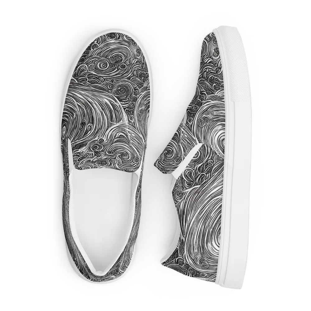 Ink Tide on Men's Slip-On Canvas Shoes — Front