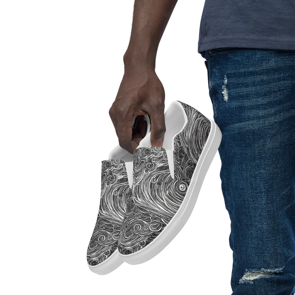 Ink Tide on Men's Slip-On Canvas Shoes — Left Front