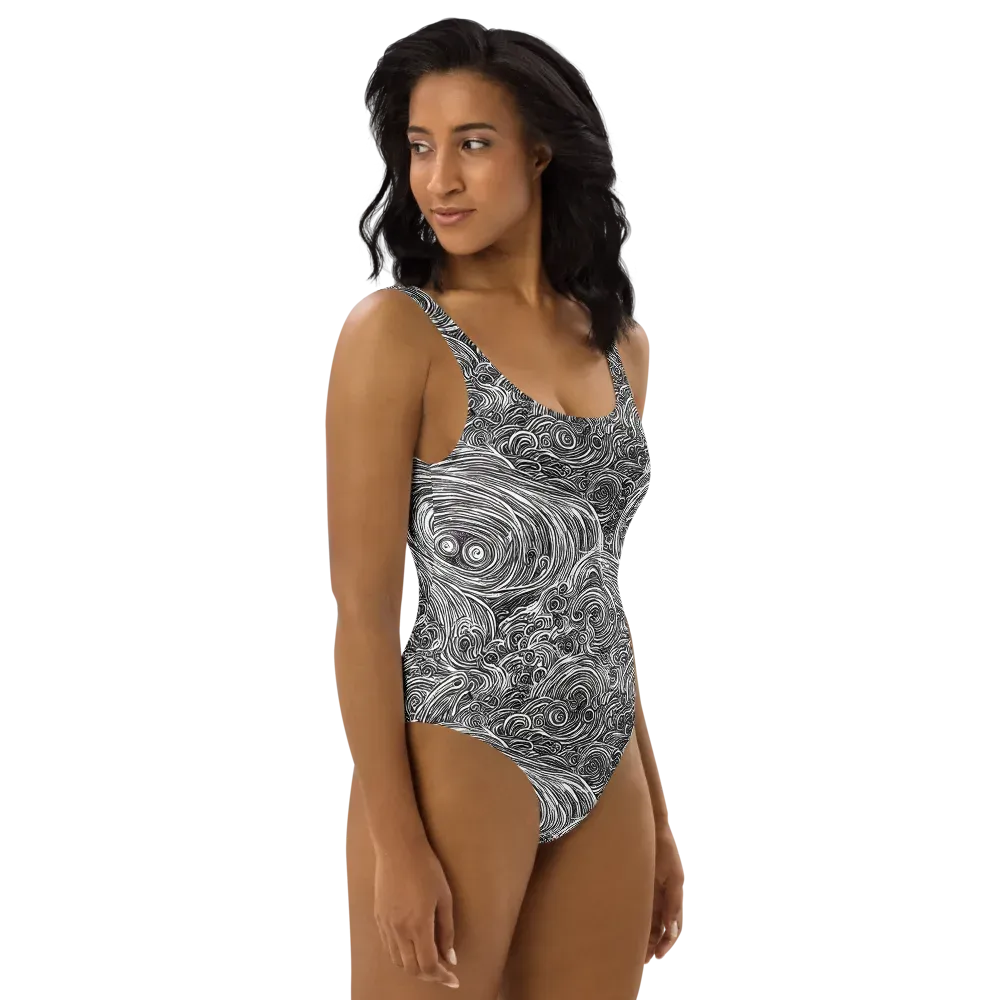 Ink Tide on One-Piece Swimsuit — Right