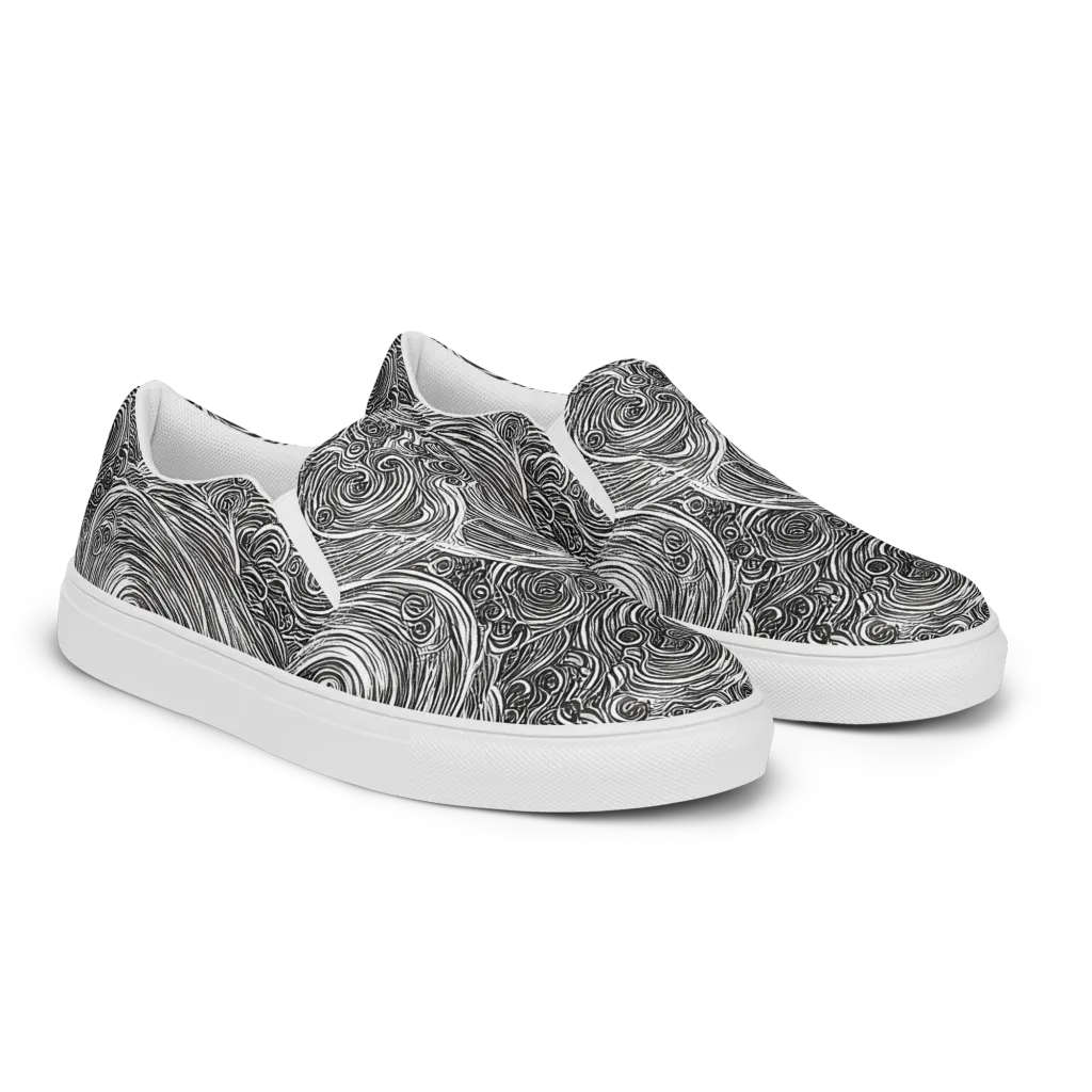Ink Tide on Women's Slip-On Canvas Shoes — Right Front