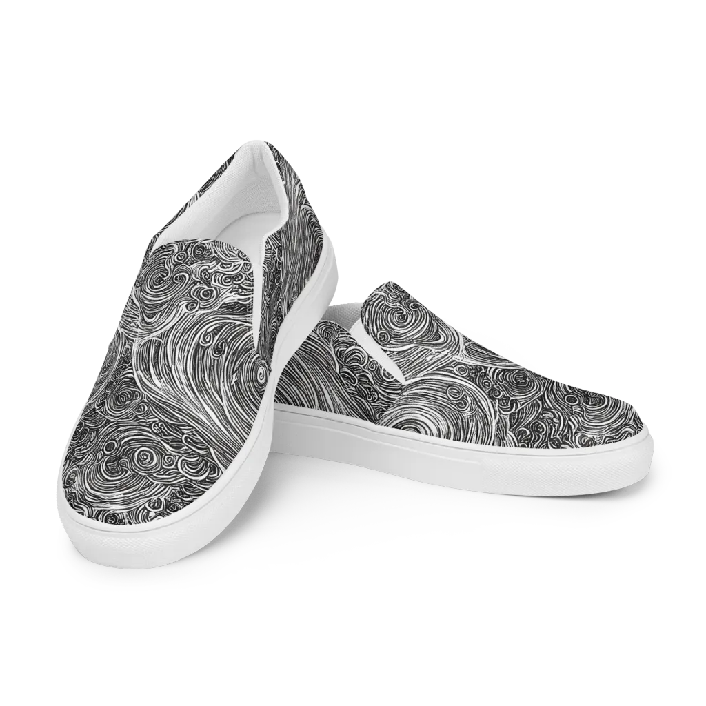 Ink Tide on Women's Slip-On Canvas Shoes — Left Front