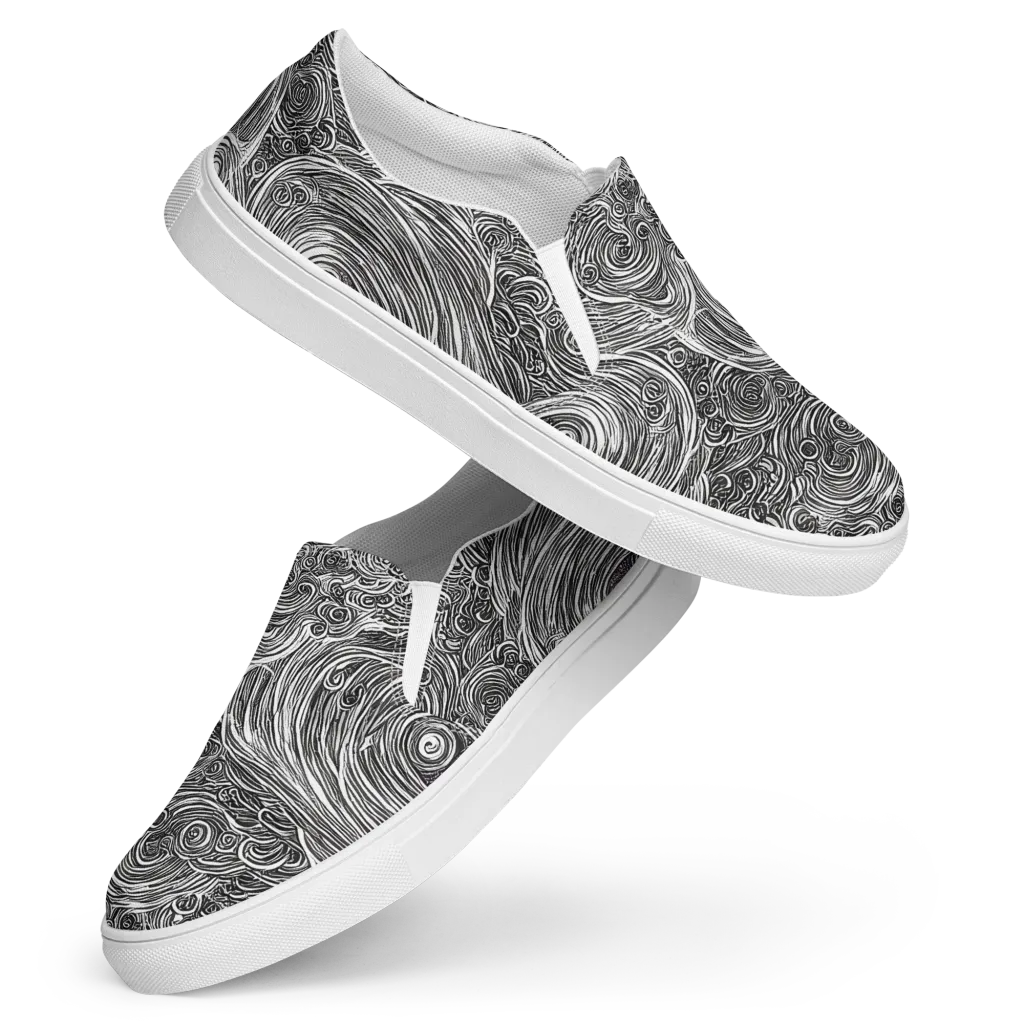 Ink Tide on Women's Slip-On Canvas Shoes — Front