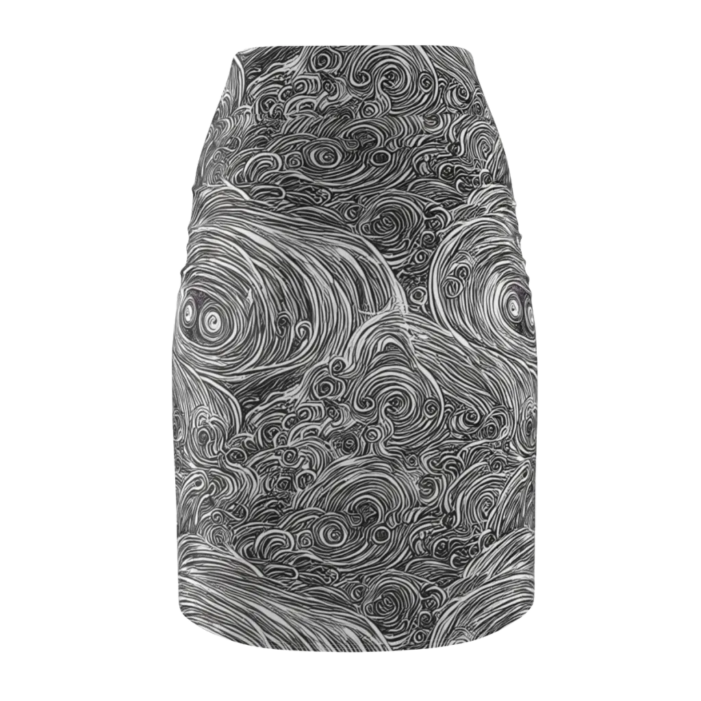 Ink Tide on Pencil Skirt — Back