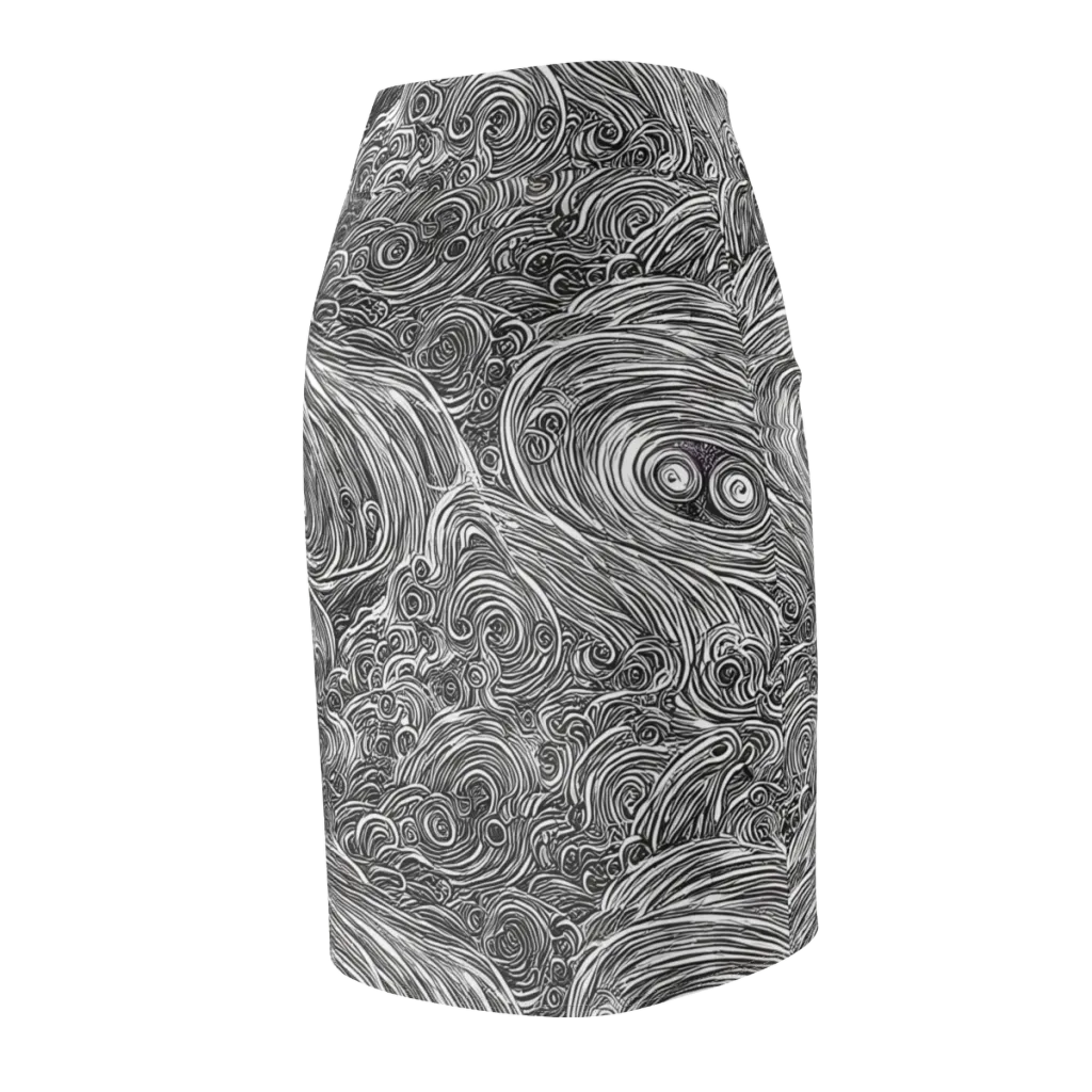 Ink Tide on Pencil Skirt — Back Side