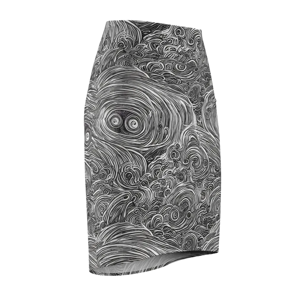 Ink Tide on Pencil Skirt — Front Side