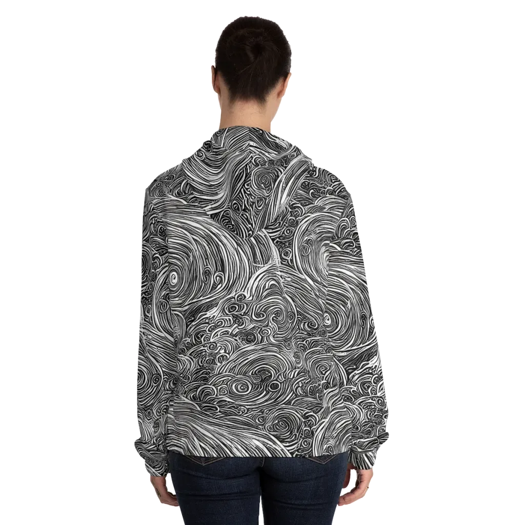 Ink Tide on Women's Full-Zip Hoodie — Back On Person
