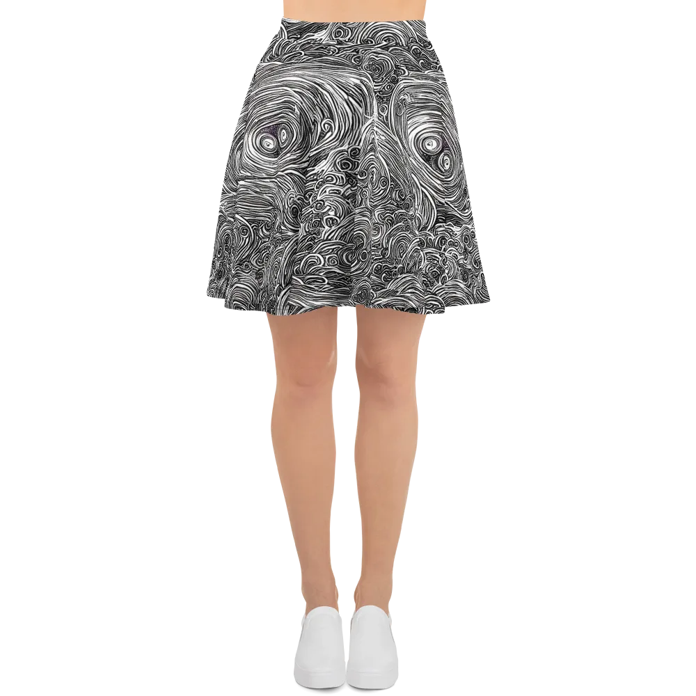 Ink Tide on Skater Skirt — Front