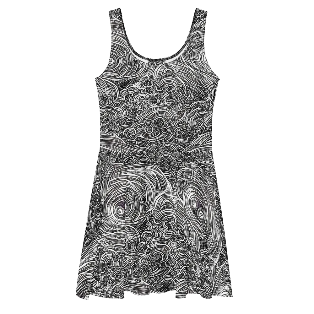Ink Tide on Skater Dress — Front