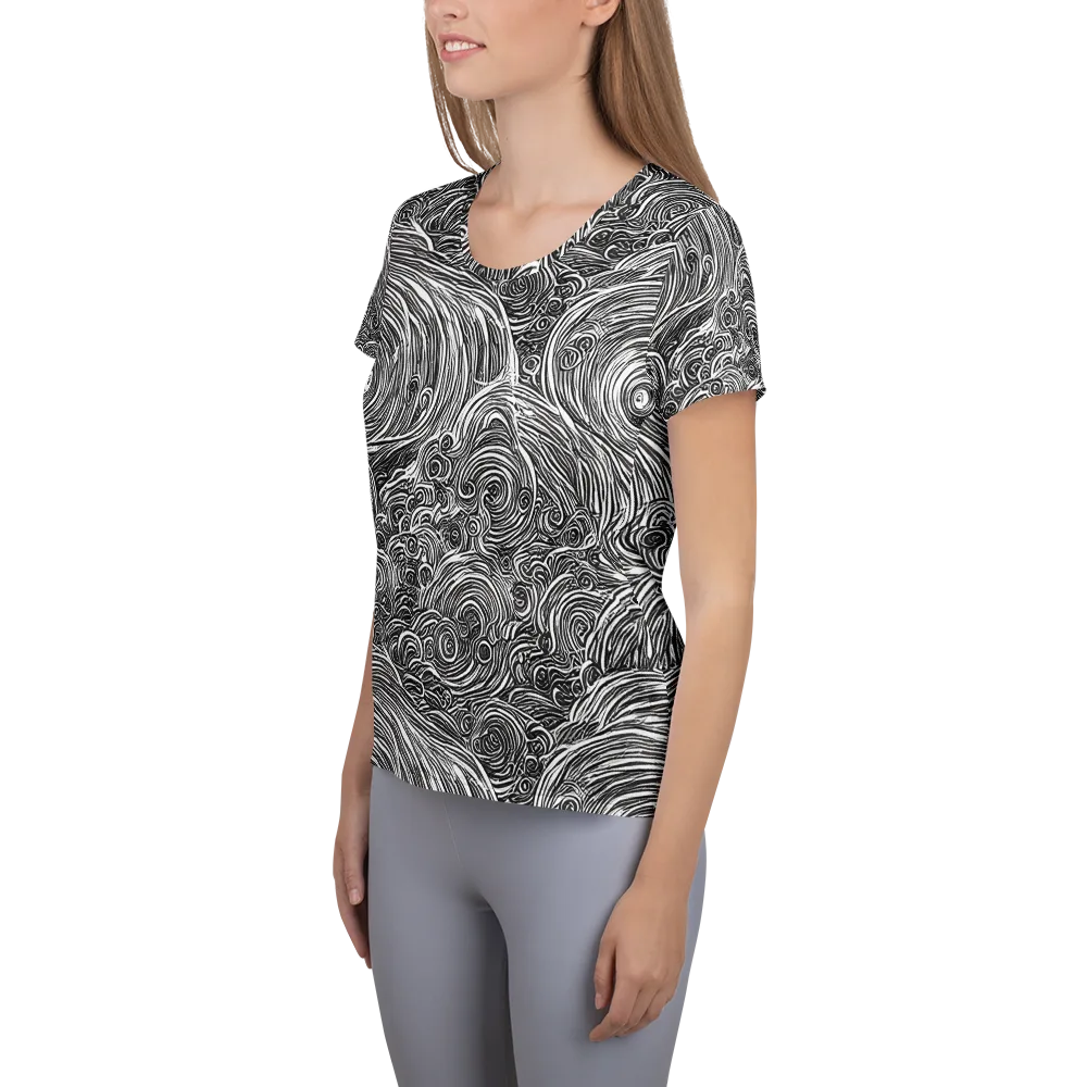 Ink Tide on Women's Athletic T-Shirt — Left
