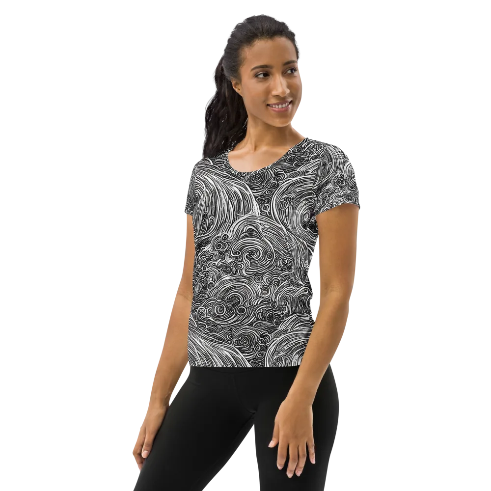 Ink Tide on Women's Athletic T-Shirt — Left
