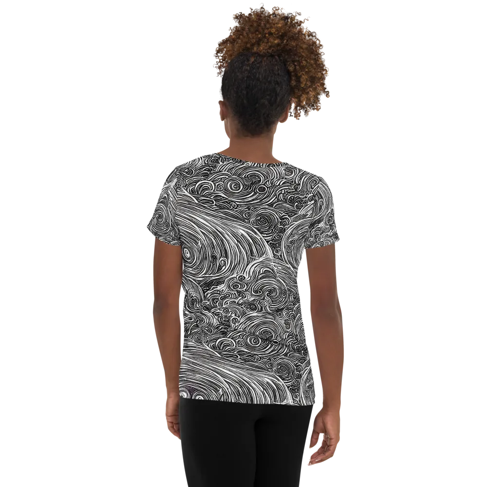 Ink Tide on Women's Athletic T-Shirt — Back