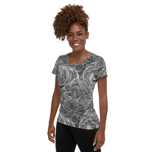 Ink Tide on a Women's Athletic T-Shirt