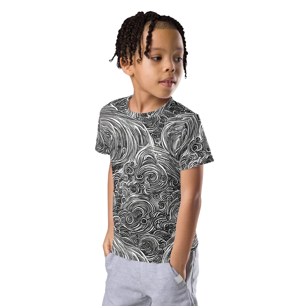Ink Tide on Kids Crew Neck T-Shirt — Left Front