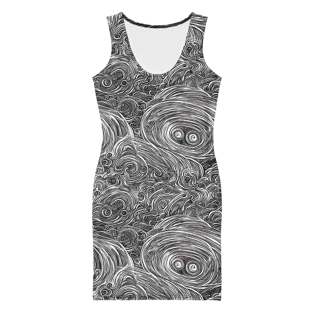 Ink Tide on Bodycon Dress — Front