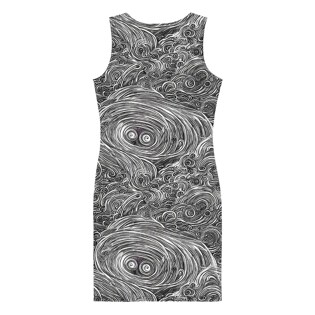 Ink Tide on Bodycon Dress — Back