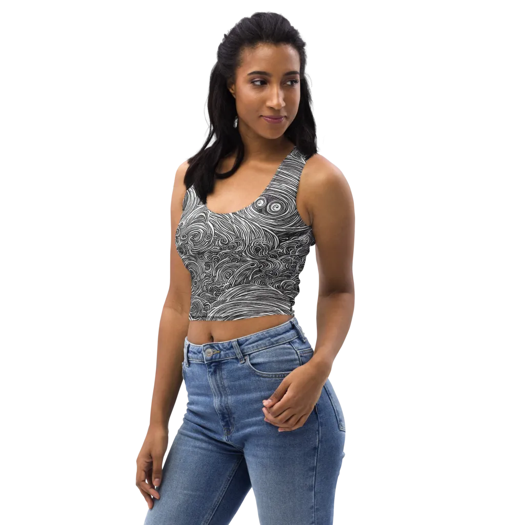 Ink Tide on Crop Top — Left Front
