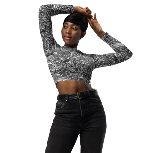 Ink Tide on a Long Sleeve Crop Top