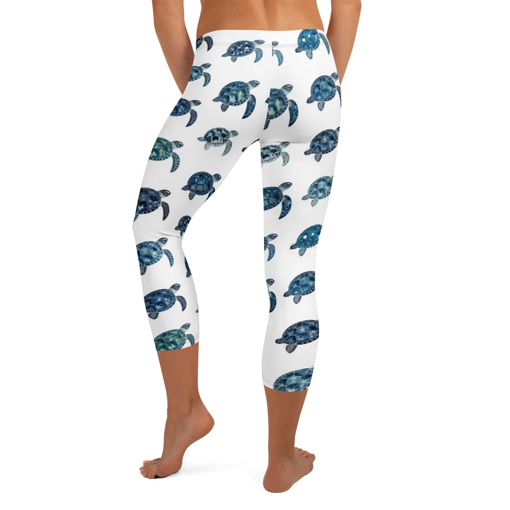 Midnight Tortoise on Capri Leggings — Back