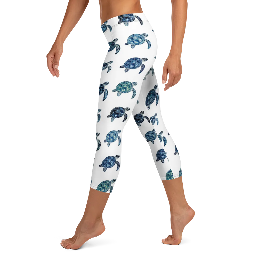 Midnight Tortoise on Capri Leggings — Left