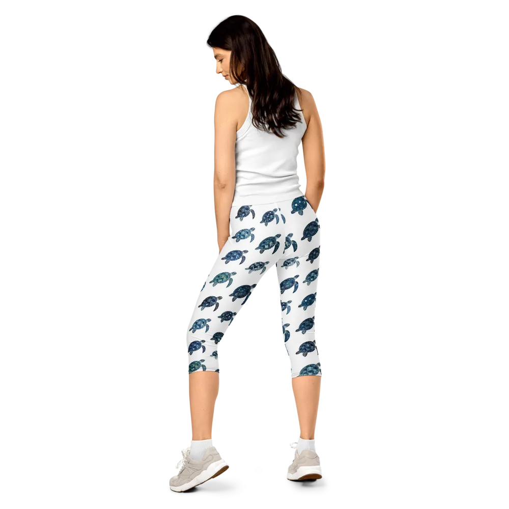 Midnight Tortoise on Capri Leggings — Back