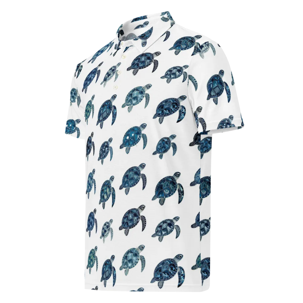 Midnight Tortoise on Men's Slim Fit Polo Shirt — Left Front