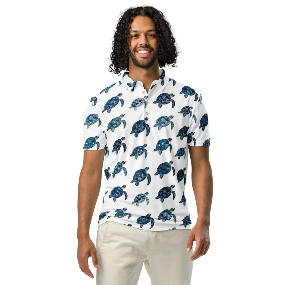 Midnight Tortoise on Men's Slim Fit Polo Shirt — Front