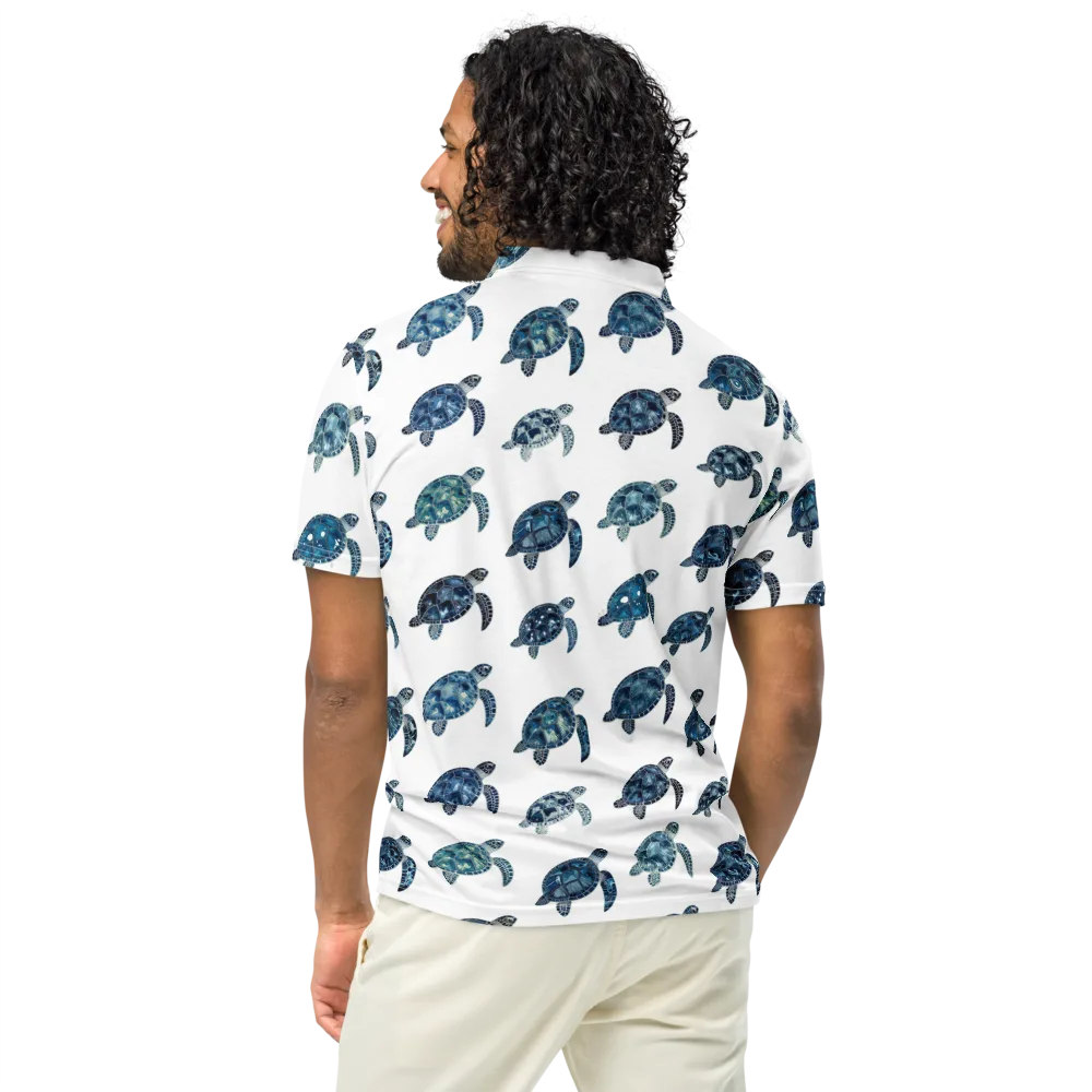 Midnight Tortoise on Men's Slim Fit Polo Shirt — Back