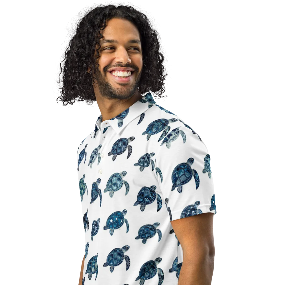 Midnight Tortoise on Men's Slim Fit Polo Shirt — Left Front