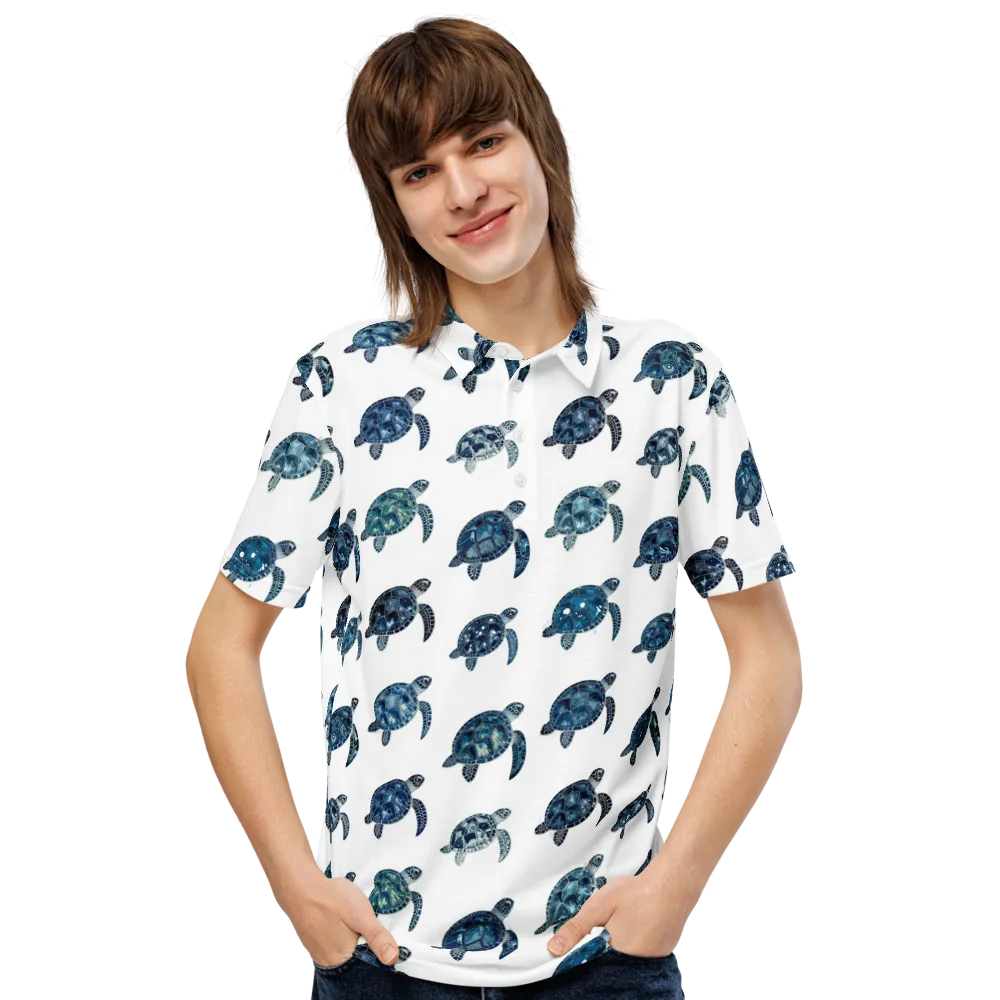 Midnight Tortoise on Men's Slim Fit Polo Shirt — Front