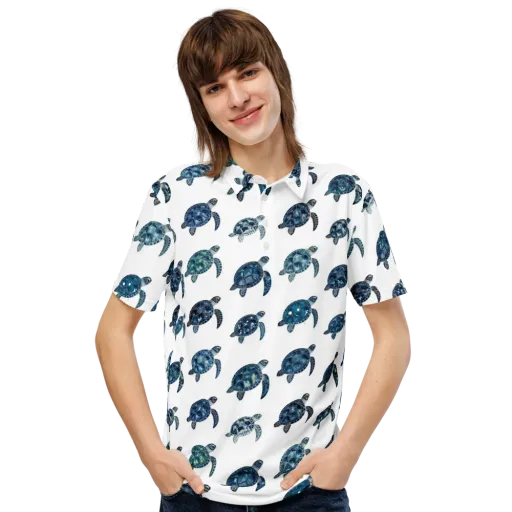Midnight Tortoise on a Men's Slim Fit Polo Shirt