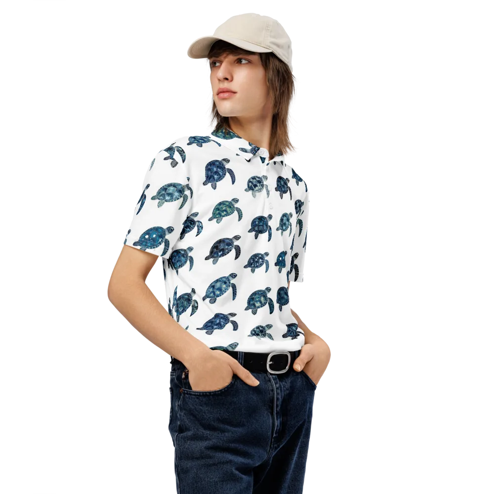 Midnight Tortoise on Men's Slim Fit Polo Shirt — Right Front