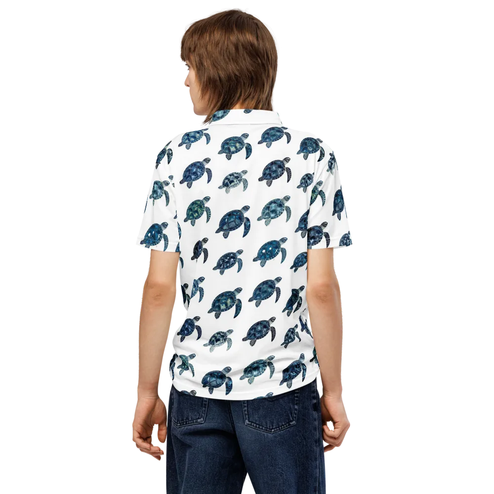 Midnight Tortoise on Men's Slim Fit Polo Shirt — Back