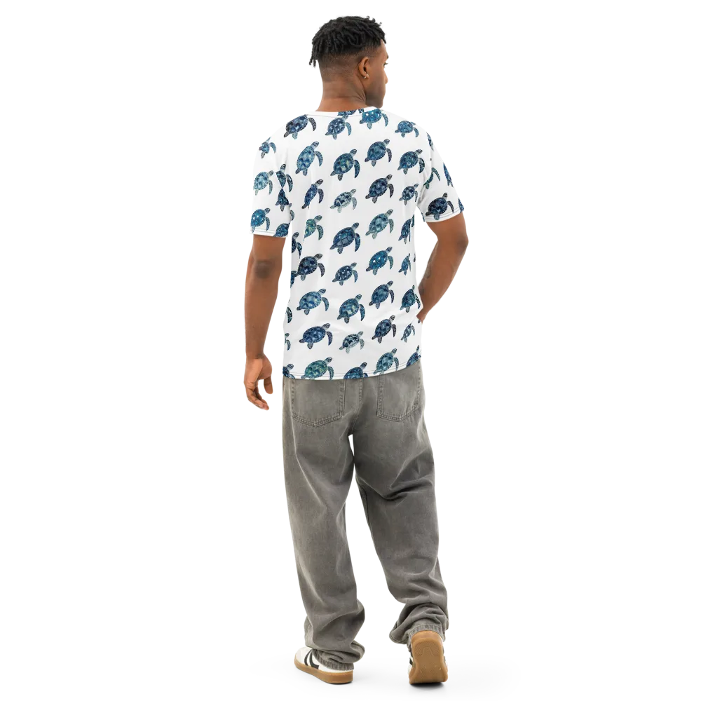 Midnight Tortoise on Men's Cotton Crew Neck T-Shirt — Back