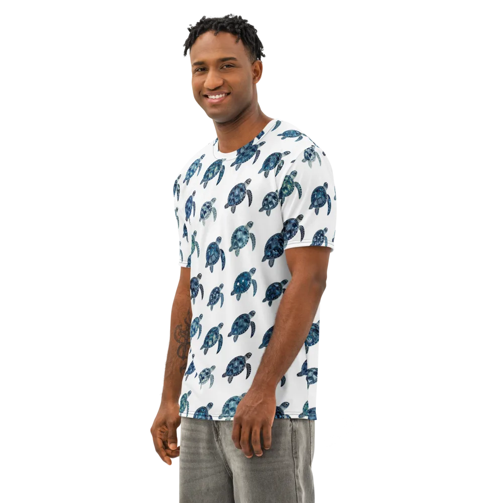 Midnight Tortoise on Men's Cotton Crew Neck T-Shirt — Left Front