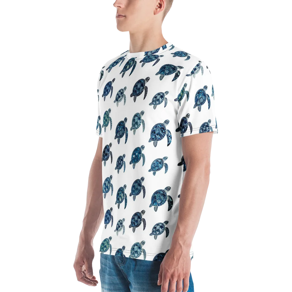 Midnight Tortoise on Men's Crew Neck T-Shirt — Left