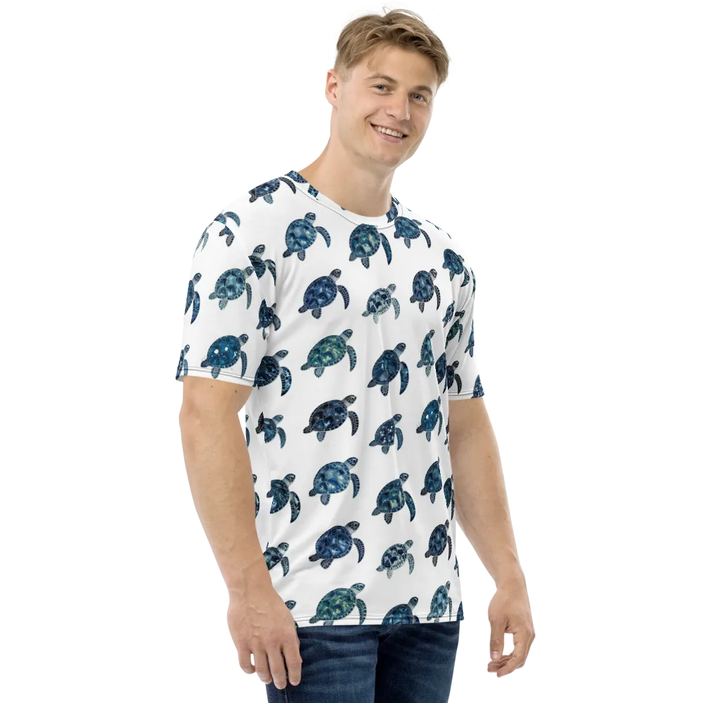 Midnight Tortoise on Men's Crew Neck T-Shirt — Right